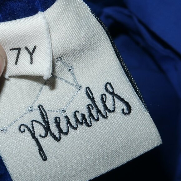 Girls Pleiades Designs Royal Blue Velvet Belle Shortie Dress Bow Back Formal 7 - Picture 6 of 6